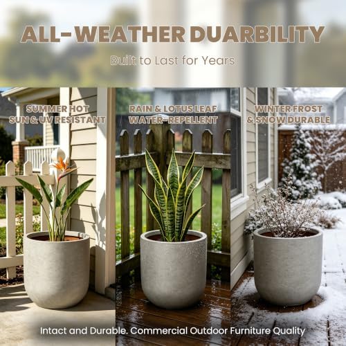 Kante Weathered Concrete Planter 11" Dia All-Weather Round Small Pot - Image 3