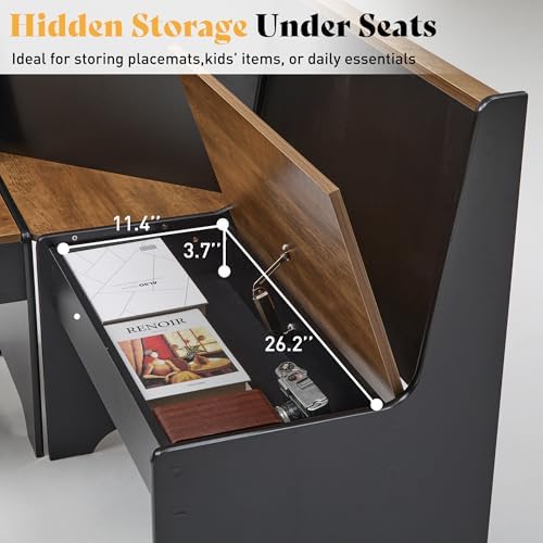AMERLIFE 3-Piece Breakfast Nook Dining Set with Storage, Black Oak - Image 3