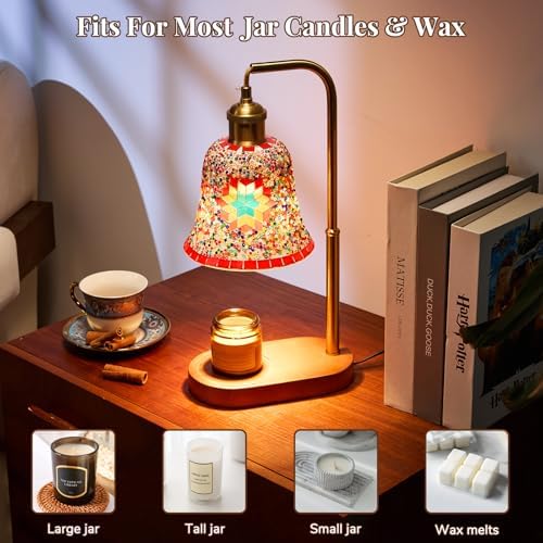 Turkish Mosaic Candle Warmer Lamp, Tiffany Style Wax Melt Warmer,Multicolor - Image 4