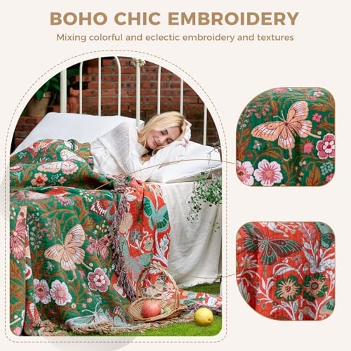 LUTBM Boho Throw Blanket for Couch 50"x60", Cotton Decorative Bed Throws - Image 3