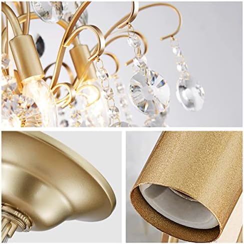WUZUPS Crystal Chandelier 5-Light Pendant Ceiling Light Modern Lighting Fixture for Bedroom Hallway Bar Kitchen Bathroom, H 22.6'' x W 19.2'', E12 Base, Gold - Image 5