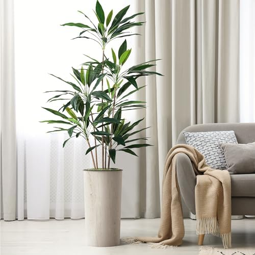 SIGNWIN Artificial Tree in Modern Swirl Pattern Planter, Fake Dracaena Tree Silk Tree for Indoor and Outdoor Home Decoration - 66" Overall Tall (Plant Pot Plus Tree) - Image 3