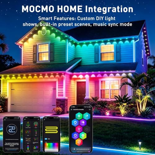 500FT Permanent Outdoor Lights RGB+IC, IP67 Waterproof Lighting, Outdoor Lights App ControlRemote with 16 Million Colors, Music Sync for Outdoor Decor, Garden Decor, Holiday, House, Party - Image 3