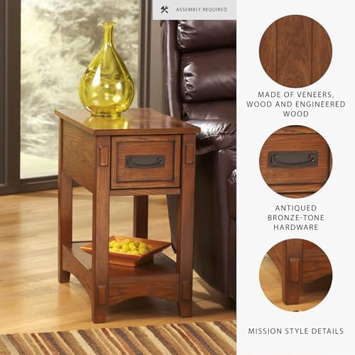 Signature Design by Ashley Breegin Narrow Sofa Side End Table, Brown, 13" - Image 4