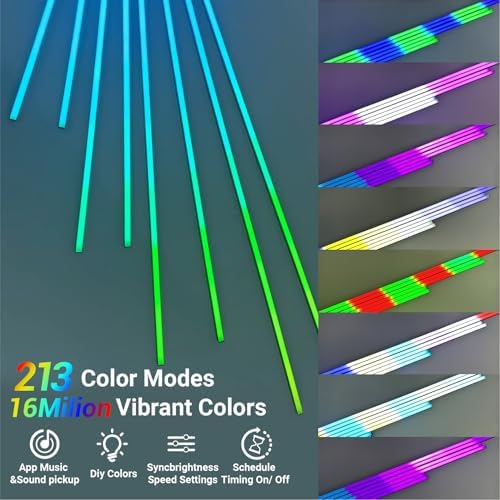 HAMRVL RGB+IC Smart Recessed Lighting Wall Panel Lights, 8PCS Slat Wall Lights for Acoustic Panels, APP & Remote Control, Music Sync, Chasing Effect, Timer, LED Light Wall Panels for Wood Wall Panels - Image 3