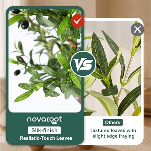 6FT Faux Olive Tree with Decorative Planter, Olive Trees Artificial Indoor with Textured Trunk, Silk Leaves and Olive Fruits, Fake Plants for Living Room, Entryway and Office Decor - Image 5