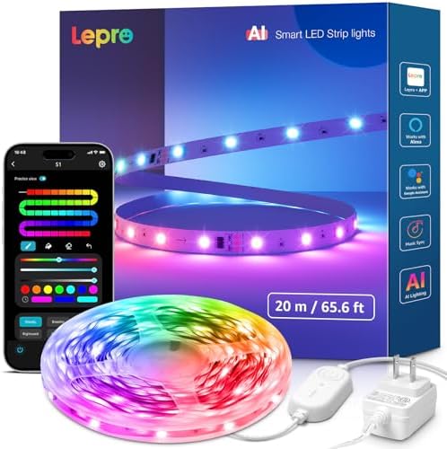Lepro S1 AI Smart LED Strip Lights with IC 65.6FT 2.4G WiFi Bluetooth by Lepro
