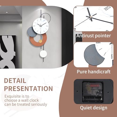 SIN&MI Decorative Wall Clocks for Living Room, Large Modern Metal Clocks Battery Operated Wall Art for Home Big Silent Clock Wall Decor for Living Room/Bedroom/Kitchen/Office,14 * 28 Inch - Image 2