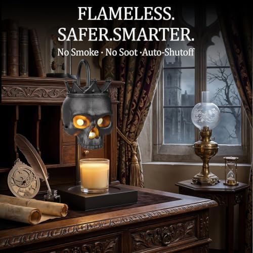 Skull Candle Warmer Lamp with Timer & Dimmer, Adjustable Height, 2 Bulbs - Image 6