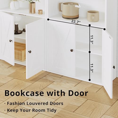 IRONCK Industrial Bookshelves and Bookcases with Doors Floor Standing 6 Shelf Display Storage Shelves 70 in Tall Bookcase for Home Office, Living Room - Image 5