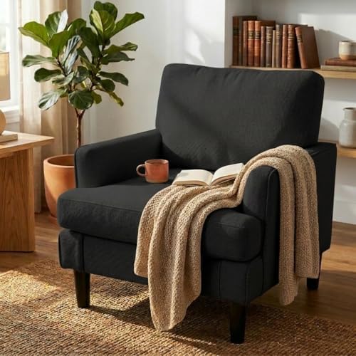 Kromax Accent Chair for Living Room, No Screws Assembly Required, Black by KROMAX