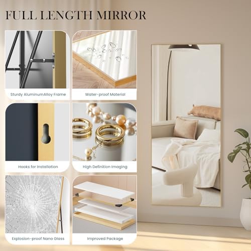 DUMOS 70.4"x25.6" Full Length Mirror with Stand, Full Body Floor Mirror - Image 5