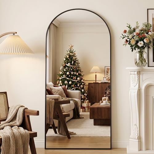 Full Length Mirror, 71" x 32" Arched Full Body Mirror Large Standing Floor Mirrors, Mirrors for Bedroom, Bathroom, Living Room Standing or Wall Leaning, Black - Image 3