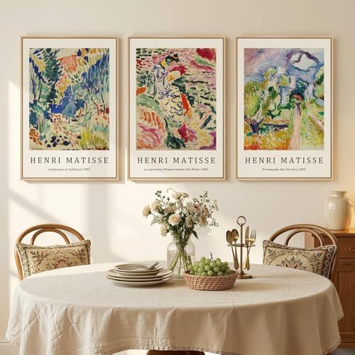 Large Framed Matisse Colorful Canvas Wall Art for Living Room, 3 Piece - Image 3