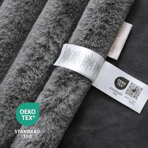 Amélie Home Soft Faux Fur Throw Blanket, Cationic Wolf Gray, 55"x70" - Image 2