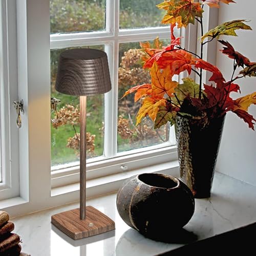 Cordless Rechargeable LED Table Lamp Set of 2, Walnut - Image 6