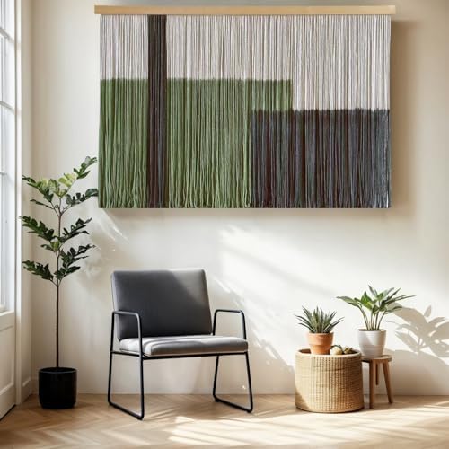 Sdjazl Woven Boho Macrame Wall Hanging Home Decor Tapestry Dip-Dyed Large Modern Fiber Colorful Mountain Landspace For Living room (black) by Sdjazl