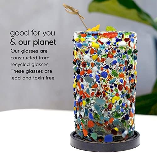 Confetti Rocks 14 oz Drinking Glasses (set of 6) Mexican Handmade Multicolor Glassware, Recycled Glass, Lead-free, Toxin-Free (Drinking) - Image 6