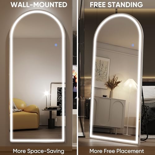 Antok 56"x20" LED Full Length Mirror, Lighted Floor Mirror, Arched - Image 4