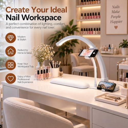 Half Moon Light for Nail Desk with Hand Rest, 2520LM, Memory Function - Image 3
