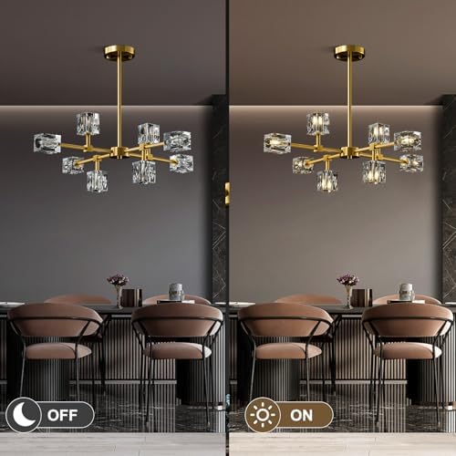 Modern Sputnik Gold Chandelier: Antique Brass Dining Room Living Room Light - Image 6