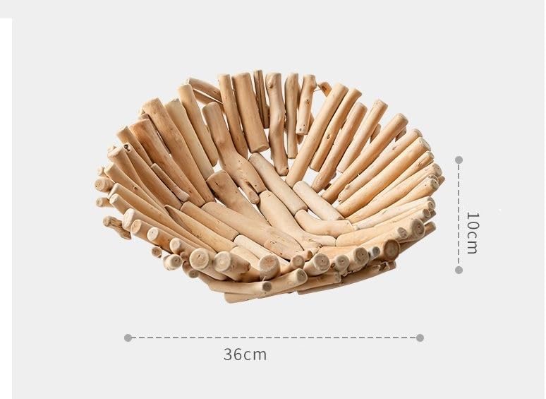 RISEON Natural Handmade Rustic Wooden Bowl, Decorative Driftwood Bowl, Natural Wood Centerpiece Driftwood Tray Basket Home Decor, 14.17 x 14.17 inches - Image 6