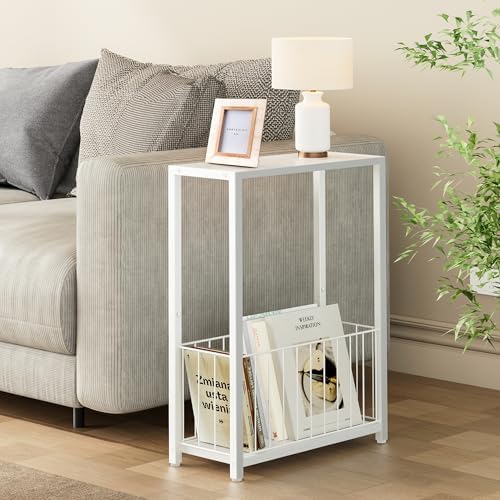 Homleke Narrow Side Table with Magazine Holder, Skinny End Table - Image 2