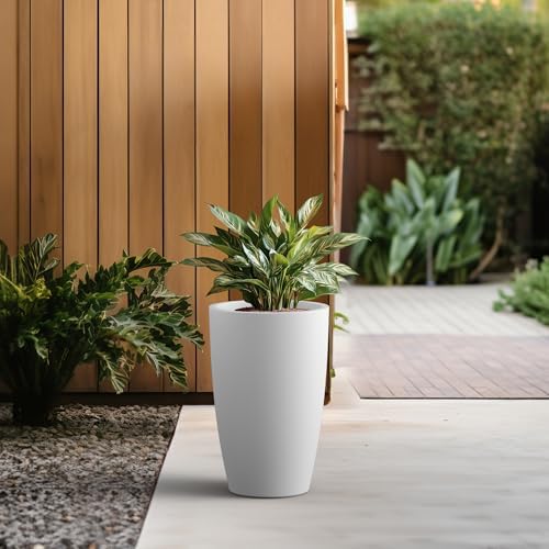 Kante Large Round Tapered White Concrete Planter 20.5" Tall, Outdoor - Image 6