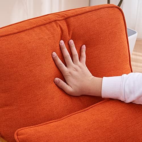 Bonnlo Burnt Orange Accent Chairs Set of 2, Upholstered Mid Century Modern Lounge Chairs Reading Chairs Side Sitting Chair Solid Wood Farmhouse Armchairs for Living Room, Bedroom, Guest Room - Image 7