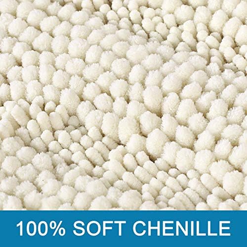H.VERSAILTEX 2 Piece Bathroom Set - Super Absorbent Chenille Striped Bath Mats, Non Skid, Machine Washable (Cream, 24 x 36 Plus 20 x 32 - Inches) - Image 3