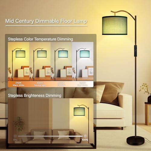 BoostArea Floor Lamp for Living Room,Arc Floor Lamp Remote Control,Stepless Dimmable Brightness & Colors Temperature 2700k-6500k,Foot Switch,Modern Standing Lamp for Bedroom Study Room Office,Green - Image 3