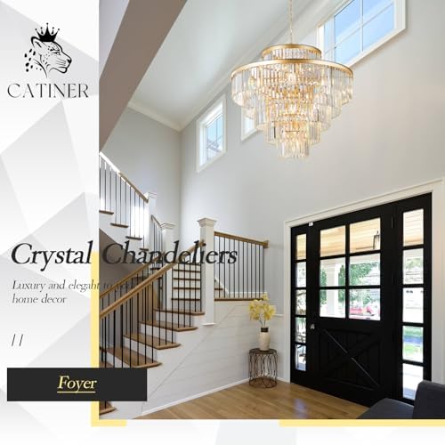 CATINER 36" Large Crystal Chandelier,23-Light Modern Gold Light Fixture - Image 2