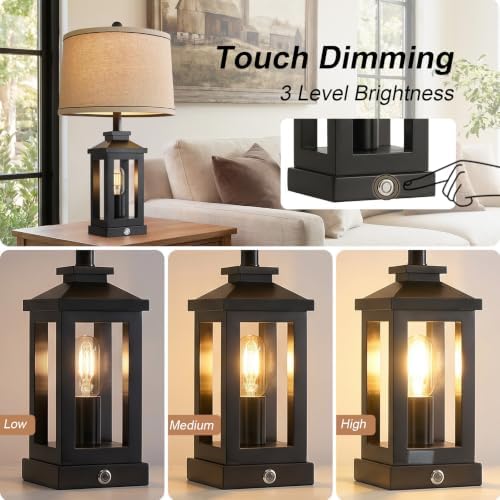 23.75" Retro Farmhouse Black Table Lamp for Living Room Bedroom Nightstand - Image 5
