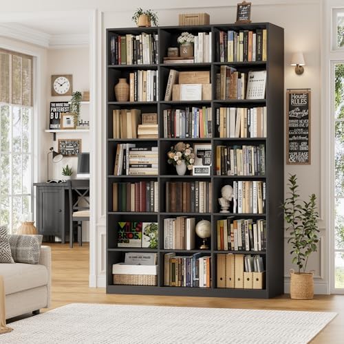 HOSTACK 86" H Triple Wide Bookshelf and Bookcase, Large Book Shelves, Black - Image 2
