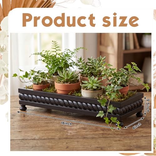 AceOrbit Large Long Wooden Dough Bowl, Spring Decorative Wooden Tables Centerpiece Tray, Riser Rustic Dough Bowl, Farmhouse Centerpiece Tray for Table Living Room Dining Gift(16",Black) - Image 2