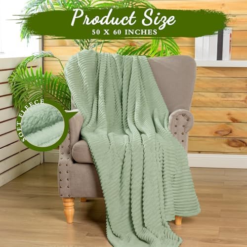 Buryeah 6 Pcs Flannel Blankets Bulk,Fall Outdoor Wedding, Sage Green - Image 2