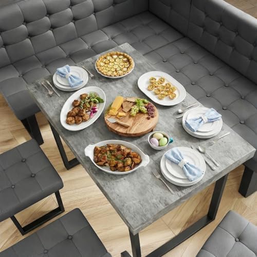 XIAO WEI Corner Dining Table Set for Small Spaces, 72 Inch Breakfast Nook with Storage Banquette, 5 Piece Dining Set with Upholstered Bench, Modern Grey - Image 4