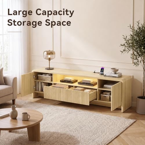 YESHOMY Fluted 70 Inch TV Stand for 75 Inch TV, Modern Media Console - Image 5