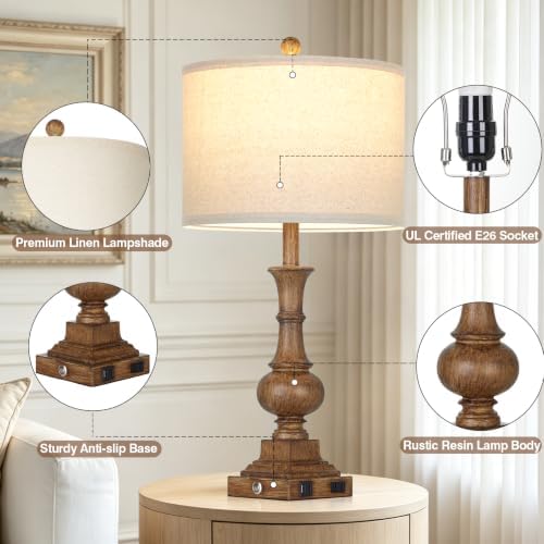 Lolikit 26" Tall Farmhouse Table Lamp for Living Room Bedroom - Image 5
