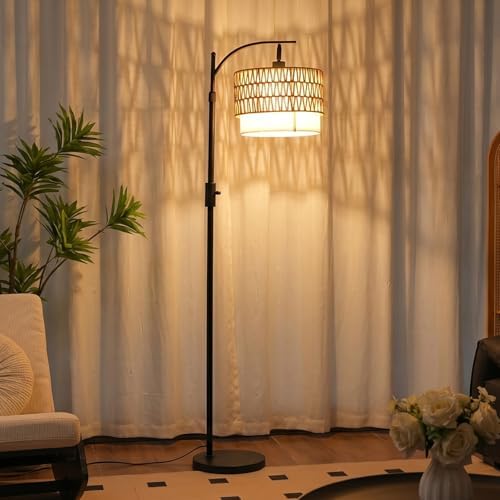 Boho Floor Lamp, Modern Black Standing Lamp with Dimmable LED Light - Image 2