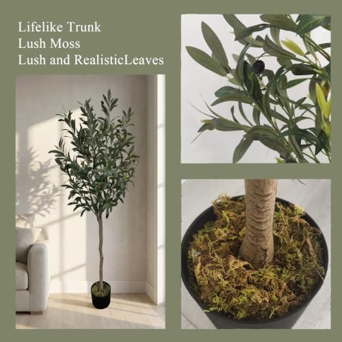 5ft Artificial Olive Tree, Large Faux Silk Plant for Home Decor - Image 7