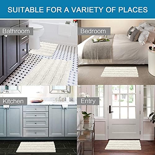 H.VERSAILTEX Bathroom Rugs Bath Rug Set 2 Piece Bathroom Contour Rug Toilet Mat Sets Non Slip Contour Bath Rug Ultra Thick Water Absorbent Striped Bath Mats Washable(36" x 24" Plus 20" x 24" U, Cream) - Image 6