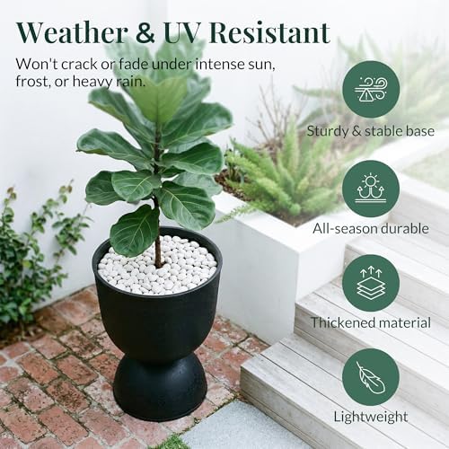 KOL 23 Inch Tall Planters, Black Plastic Urn Planters, 1 Pack - Image 5