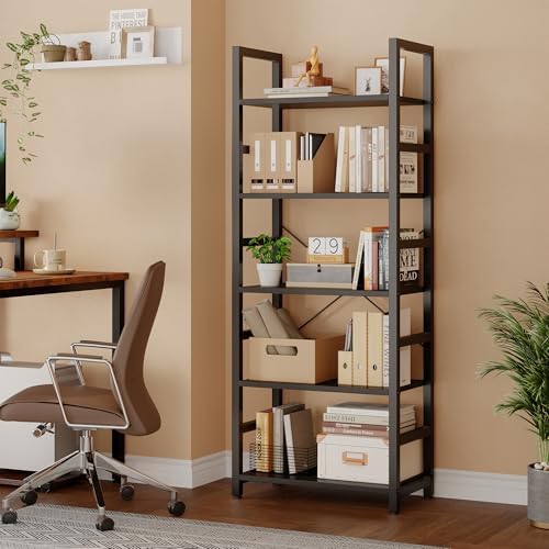 DUMOS 5-Tier Bookshelf, Modern Tall Bookcase Book Shelf - Image 4