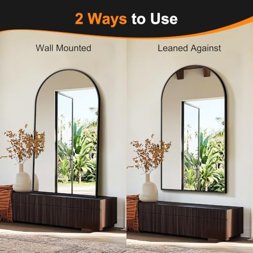 Delma Arched Bathroom Mirror, Black, 55"x30" - Image 4