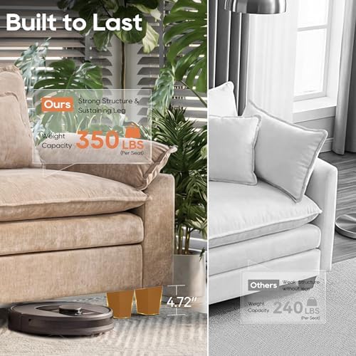 URRED Oversized Modular Sectional Sofa，Khaki：122" U Shaped - Image 6