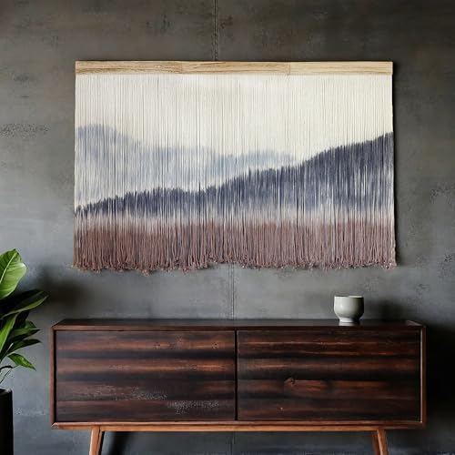AKSWSHO Large Dip-Dye Macrame Wall Hanging Tapestry 59"x38" Boho Decor - Image 7
