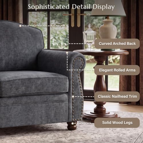 Traditional Oversized Accent Reading Chair Set of 2, 41.3", Chenille, Gray - Image 3