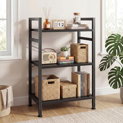 DUMOS 3 Tier Bookshelf, Home Office Bookcase Shelf Storage Organizer - Image 2