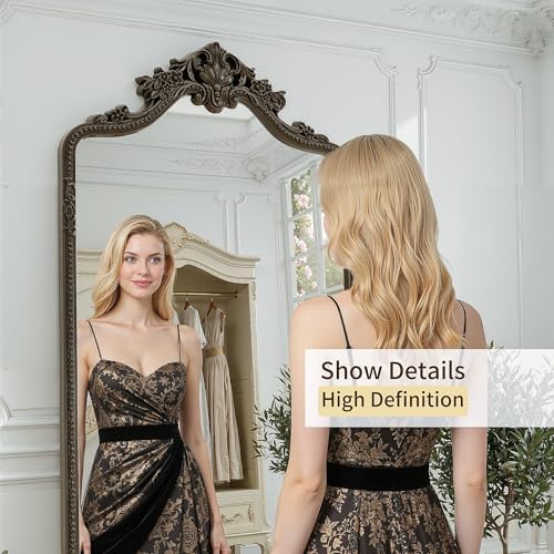 71"x32" Bronze Arched Full Length Mirror with Stand,Leaning or Hanging - Image 3